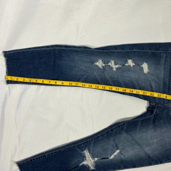 Abercrombie‎ Harper Ankle Distressed Skinny Jeans Dark Wash 26 Short Cut Off Hem - Picture 14 of 15